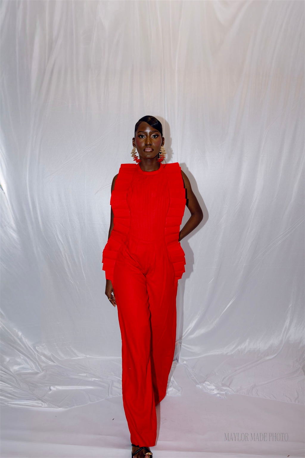 Pleated Flame Jumpsuit