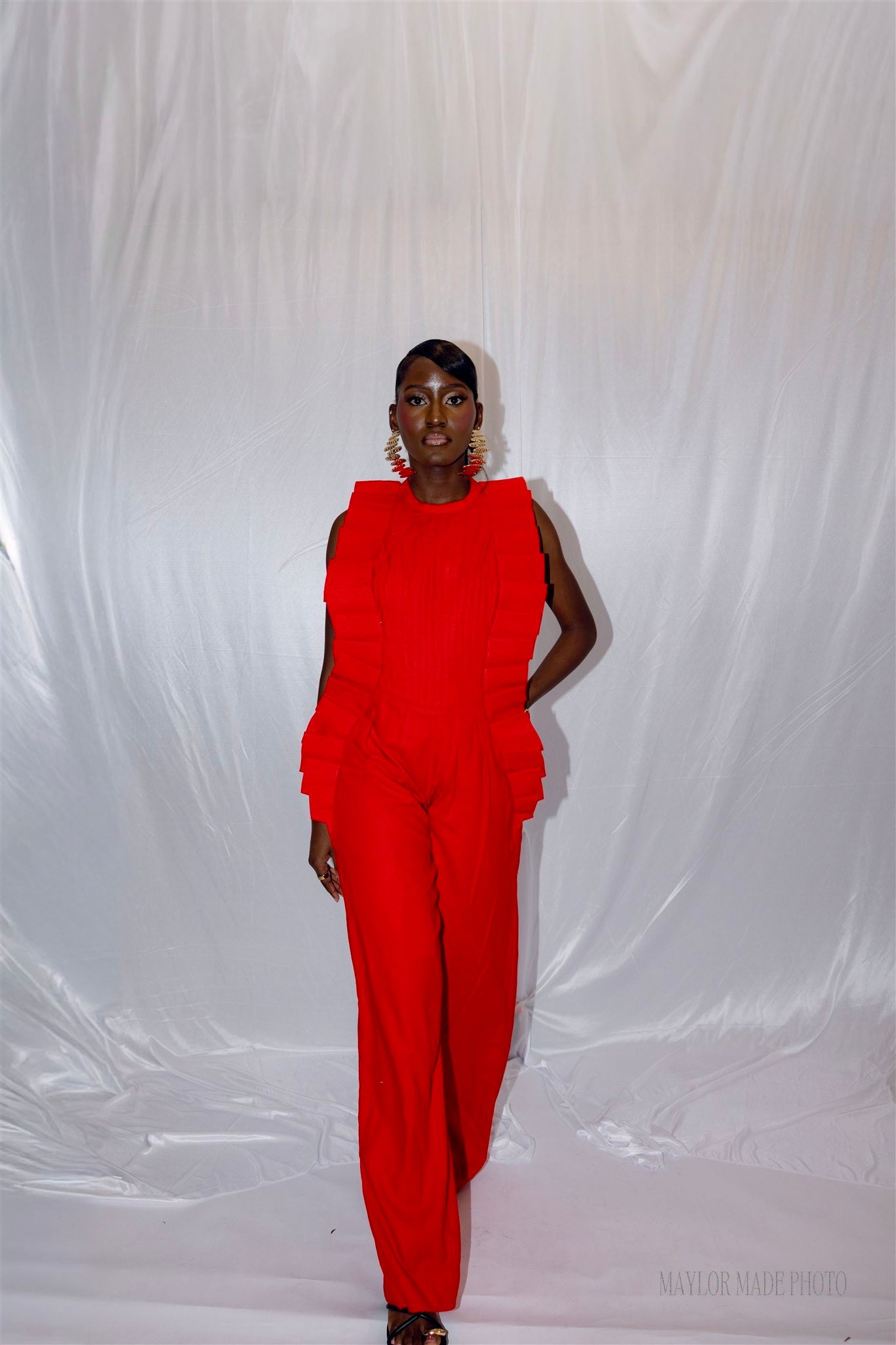 Pleated Flame Jumpsuit