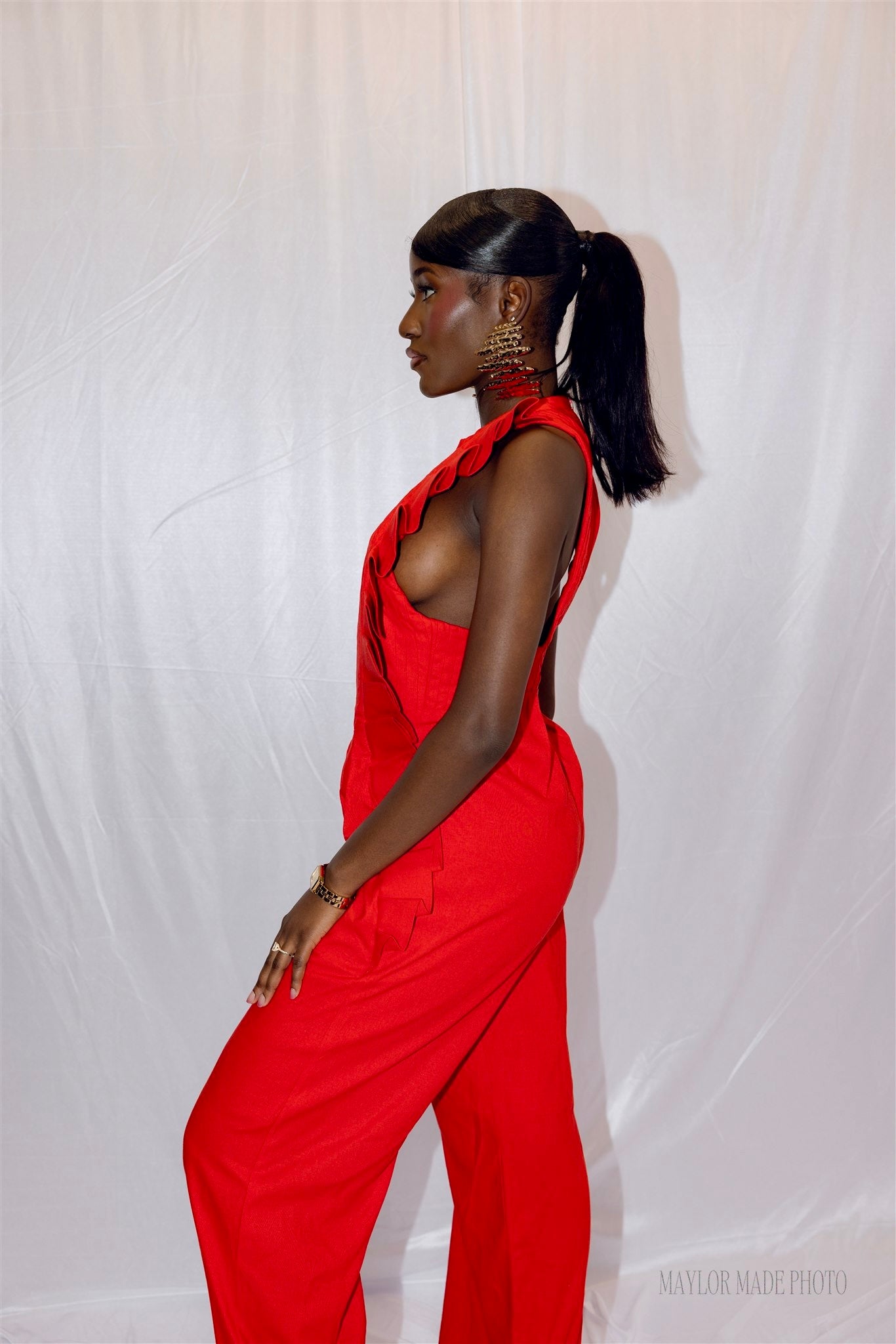Pleated Flame Jumpsuit