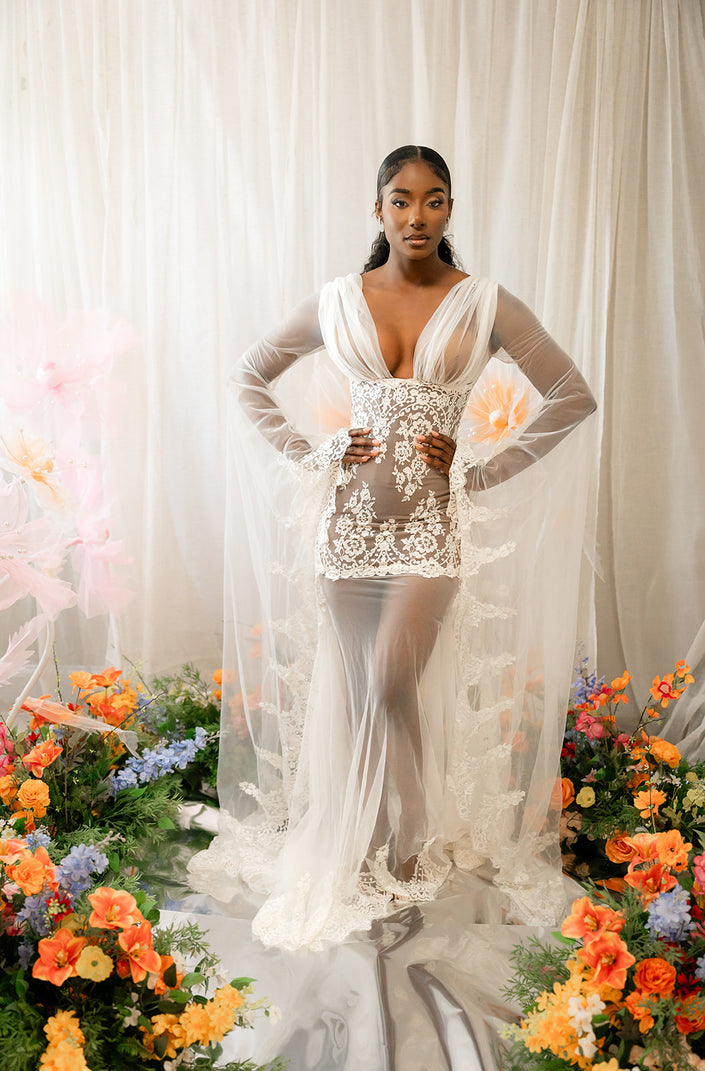 Laced Illusion Bridal Robe